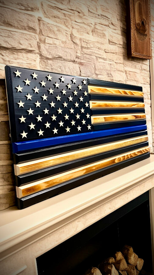 Thin Blue Line Law Enforcement flag with personalization option