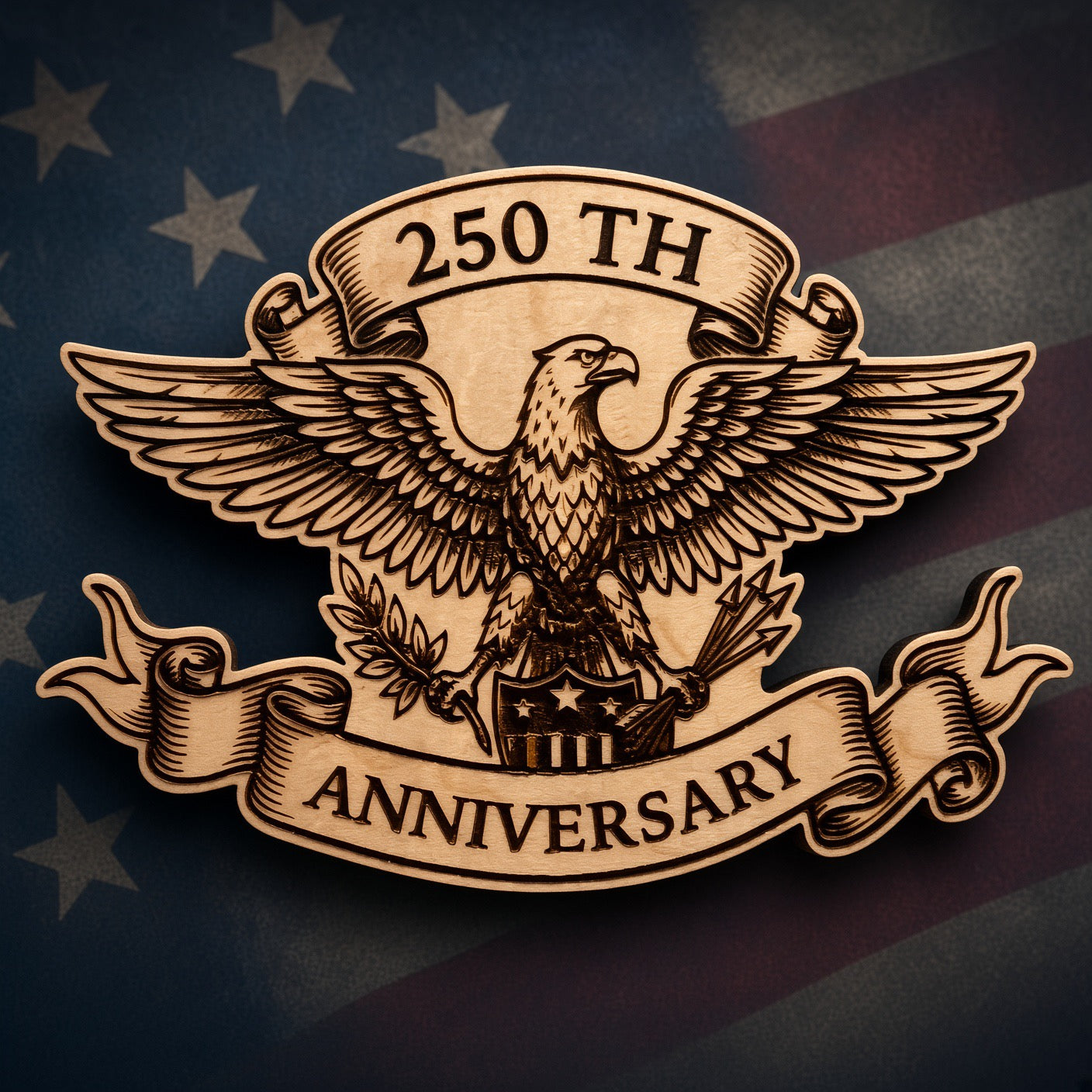 250th Anniversary Eagle Accent | Pre-finished Maple Plywood | Peel & Stick