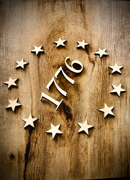 Betsy Ross 1.25” Stars & 1776 number set for 14”x10” Template