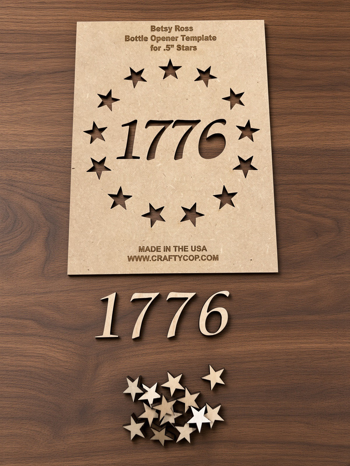 1776 Betsy Ross Style American Flag Wood Bottle Opener Template Set