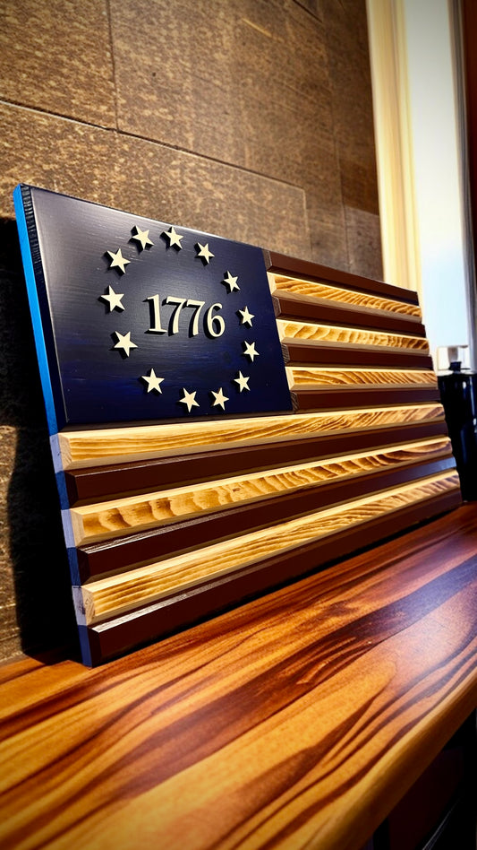 Betsy Ross Wood American Flag