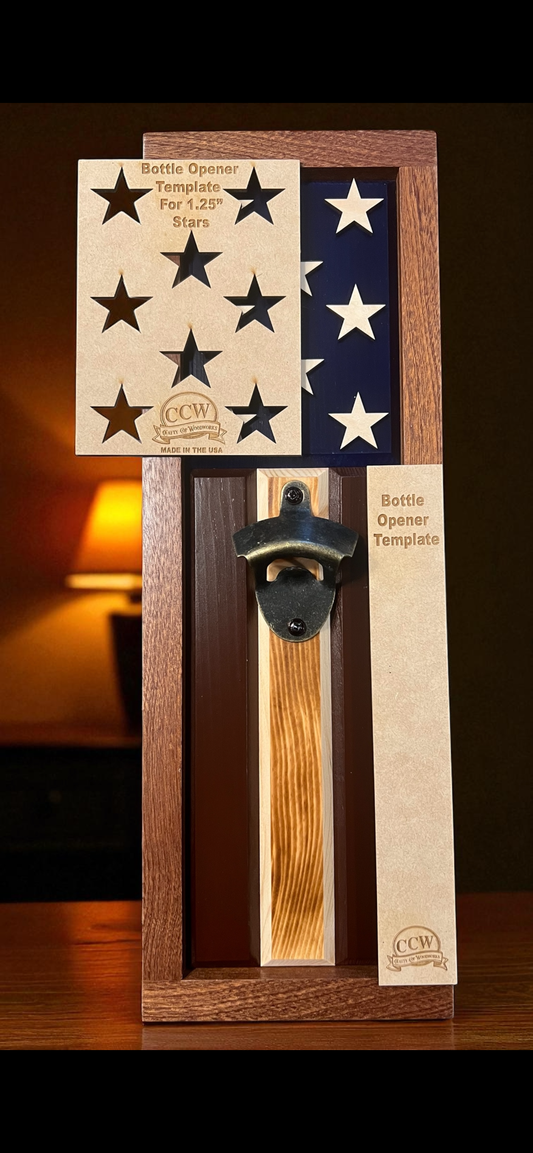 American Flag Wood Bottle Opener Template Set