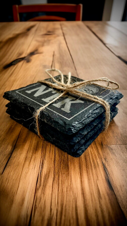 Natick slate coasters, set of 4