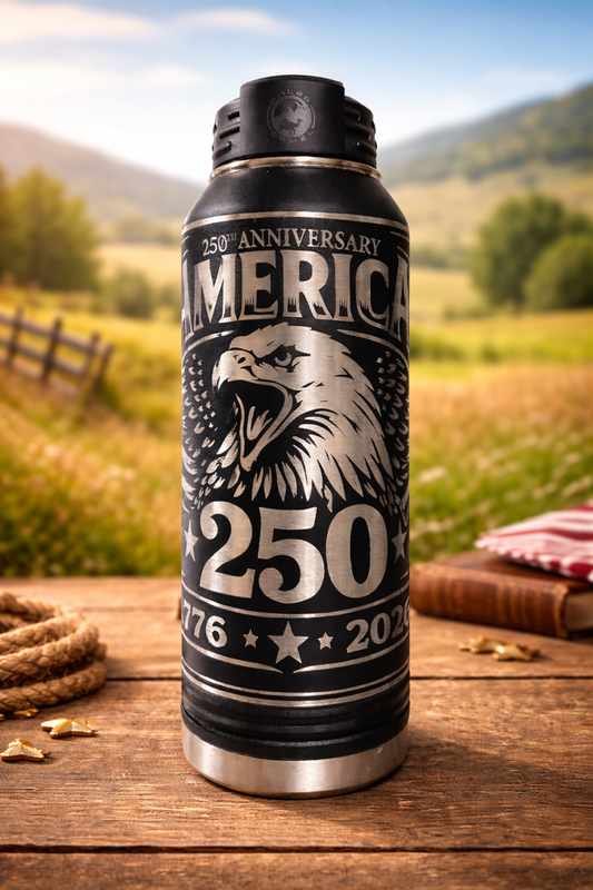 Freedom Series 32oz Engraved Stainless Steel Bottle – American Eagle • Liberty Bell • 1776–2026 Edition