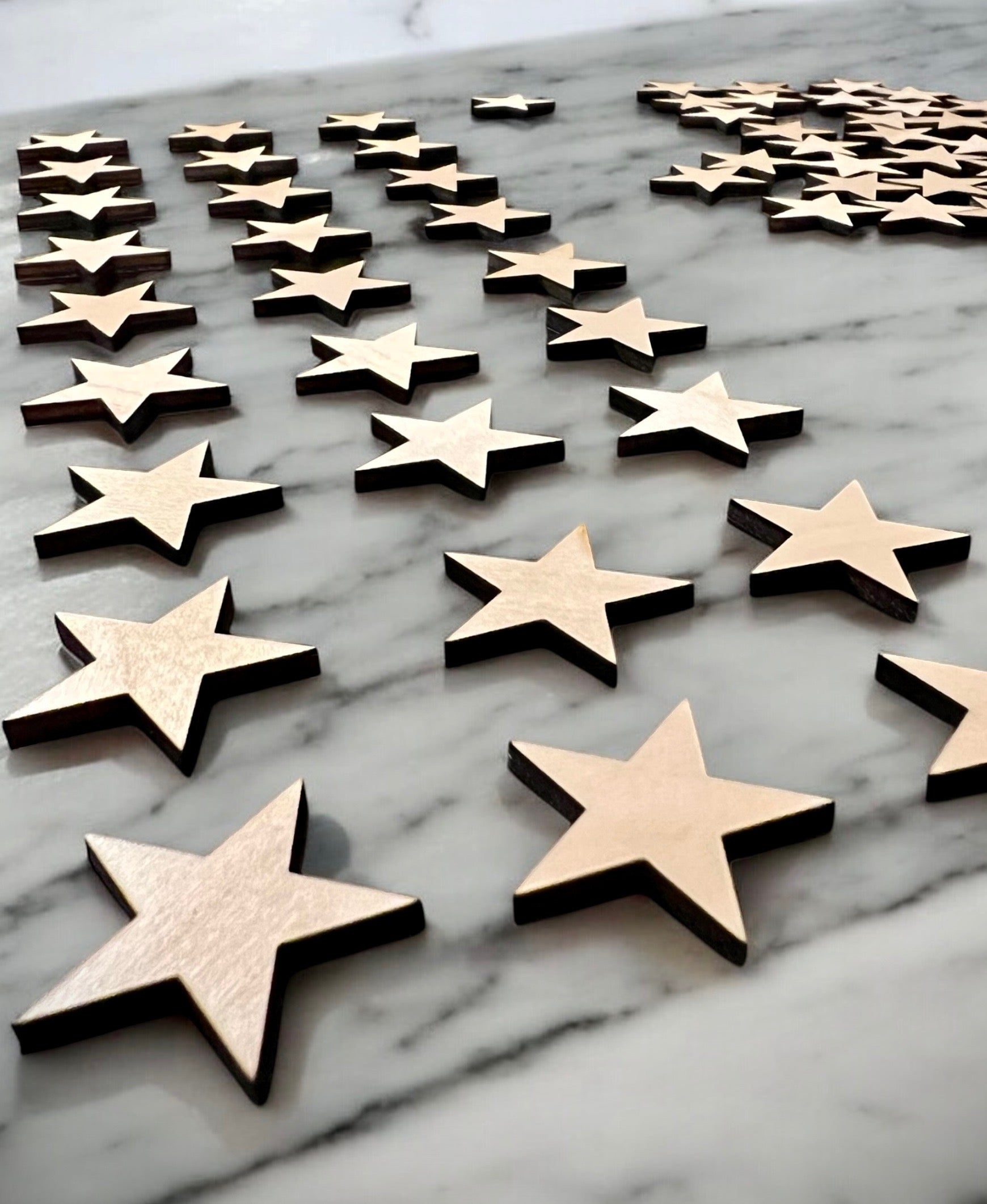 Maple wooden stars with adhesive backing