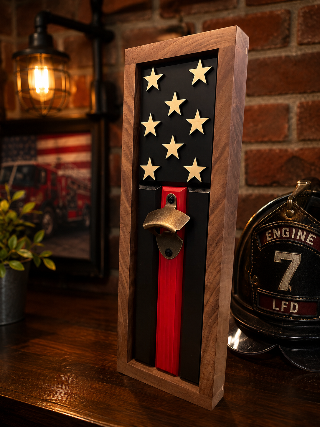 Firefighter Thin Red Line Bottle Opener